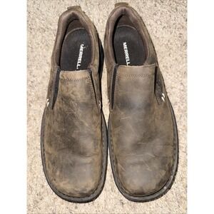 Mens 10 Merrell World Legend 2 Brown Leather Slip On Loafer Casual Shoe J000865‎